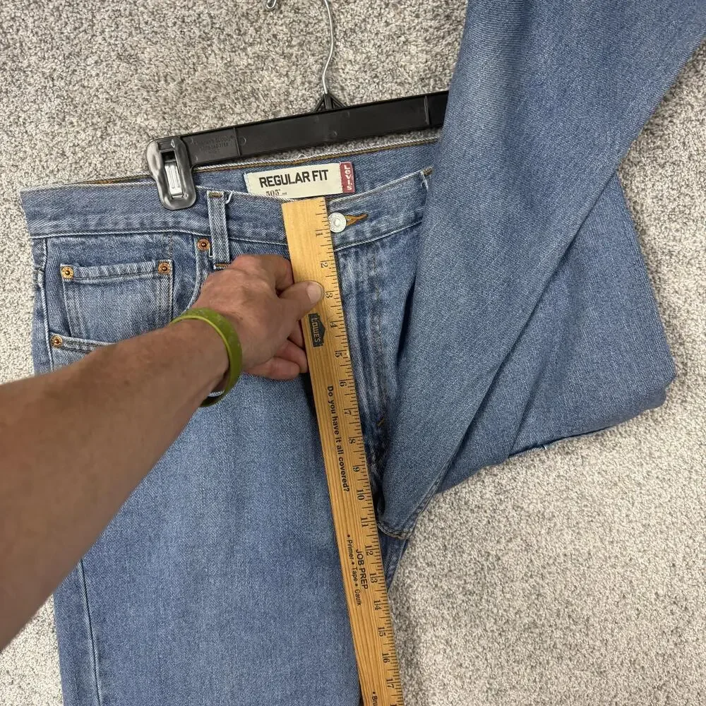 Levis 505 Regular Fit Jeans Mens 36x31 Blue Straight Leg Denim Mid Wash Classic